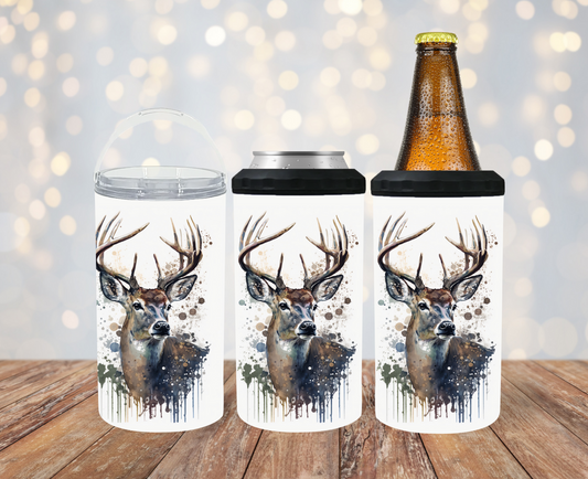 #239 Water Color Big Buck Can Cooler