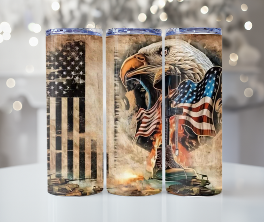 #246 Military Flag and Eagle Tumbler