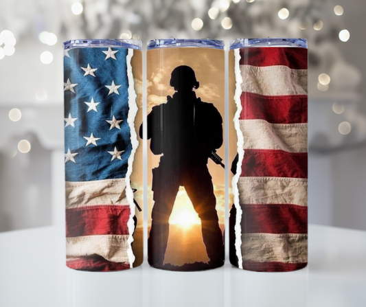 #256 American Soldier Tumbler