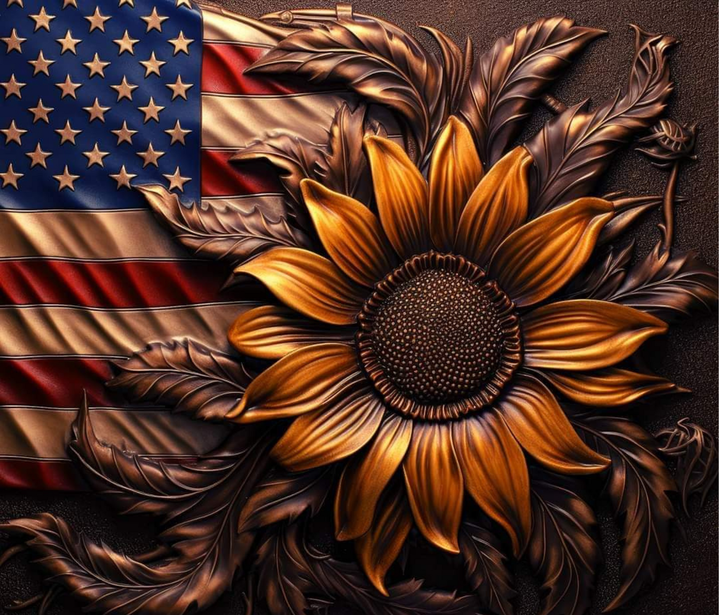 #257 American Sunflower Carving Tumbler