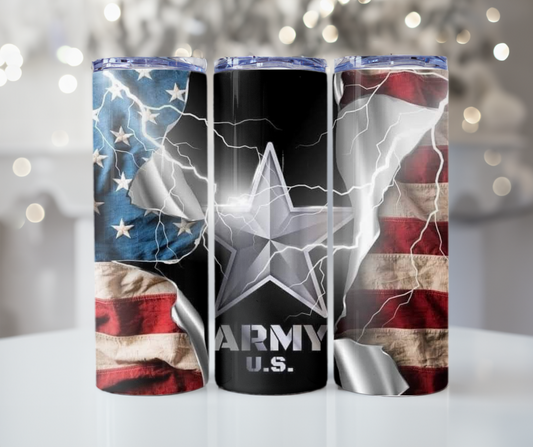 #258 Army American Flag Tumbler