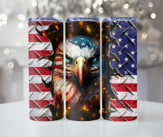 #270 Eagle with American Flag Tumbler