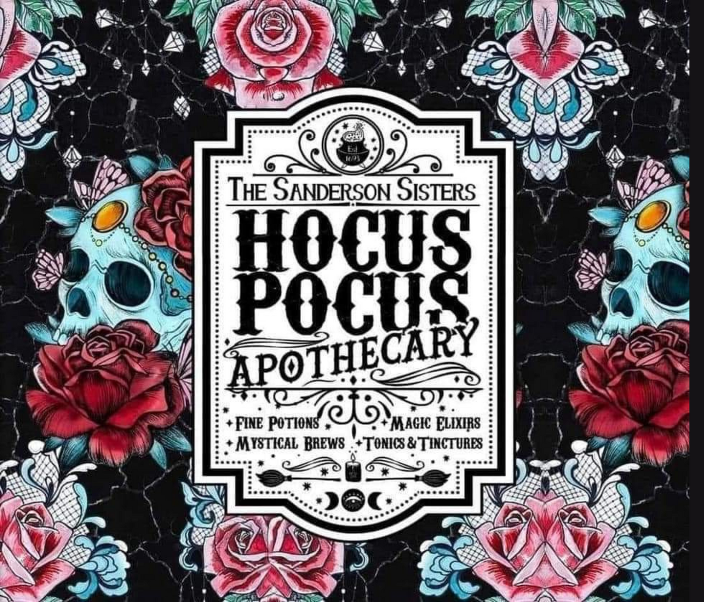 #277 Hocus Pocus Skulls and Flowers Tumbler