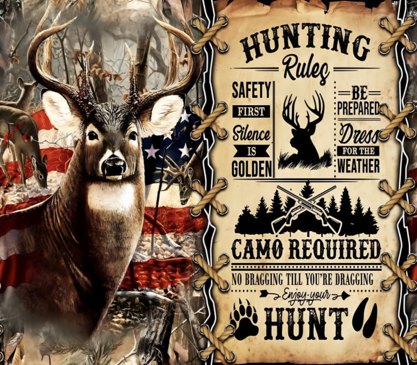 #279 Hunting Rules with Big Buck and American Flag