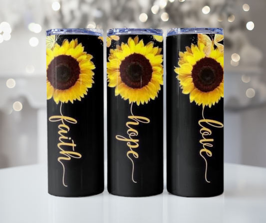 #284 Love Hope Faith Sunflower Tumbler