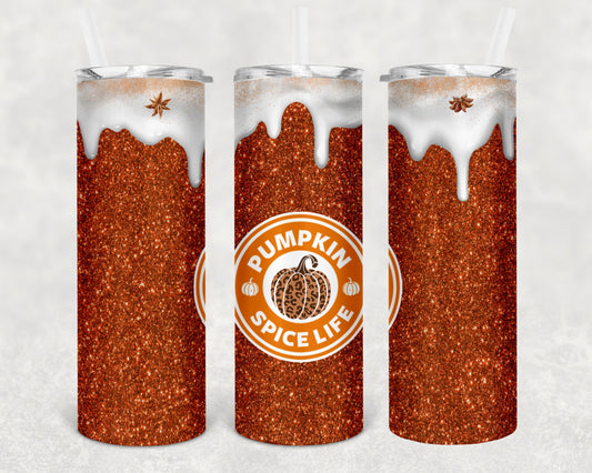 #28 Pumpkin Spice Life Glitter Tumbler