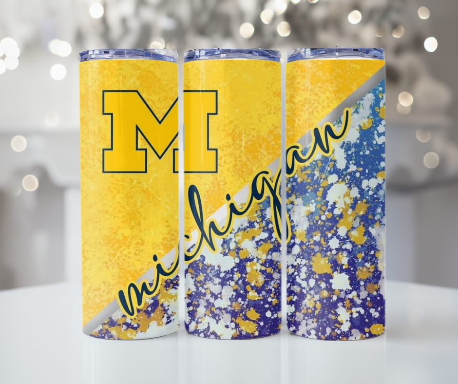 #292 Michigan Paint Splash Tumbler
