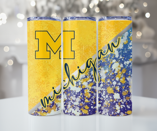 #292 Michigan Paint Splash Tumbler