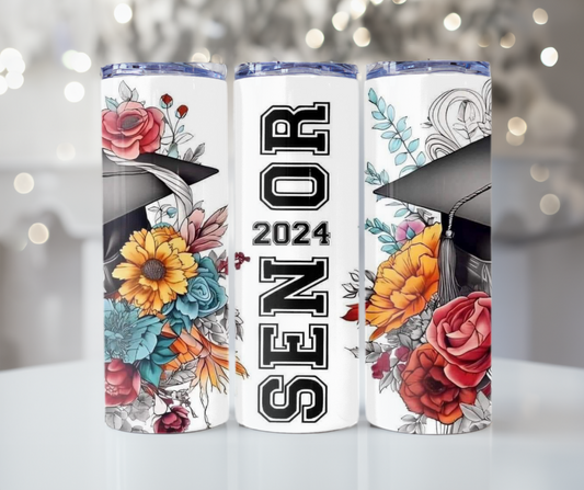 #303 Senior 2024 Flowers with Cap Tumbler