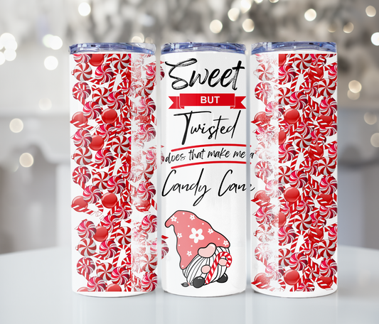 #329 Sweet and Twisted Candy Cane - Pink Gnome Tumbler