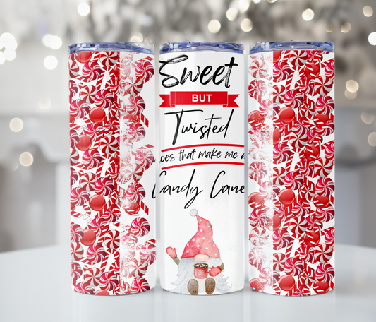 #330 Sweet and Twisted Candy Cane Tumbler- Red Gnome