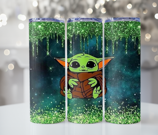 #356 Yoda Green Sparkle Tumbler