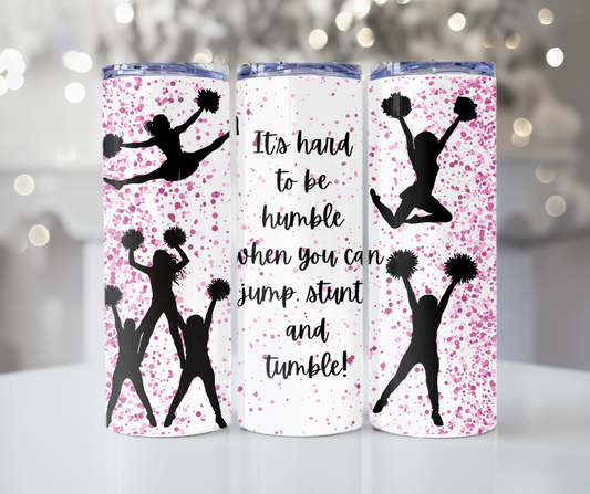 #374 Cheer Hard to Be Humble Purple Glitter Tumbler