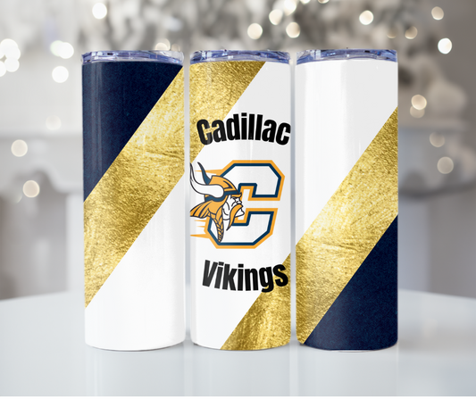 #395 Cadillac Vikings - Blue Gold Tumbler