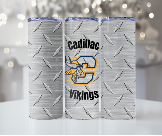 #396 Cadillac Vikings - Diamond Plate Steel Tumbler