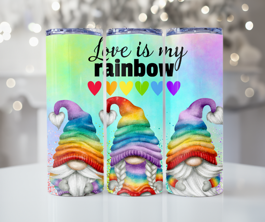 #404 Love Is My Rainbow Gnome Tumbler