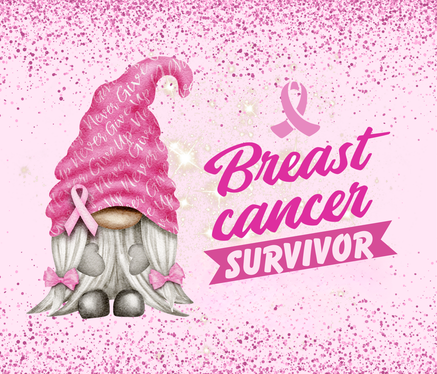 #411 Breast Cancer Survivor Gnome Tumbler