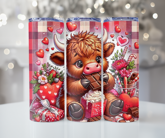 #427 Chocolate Cow Red Plaid Tumbler