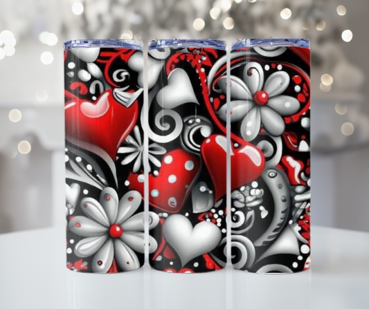 #431 Hearts and Flowers Tumbler
