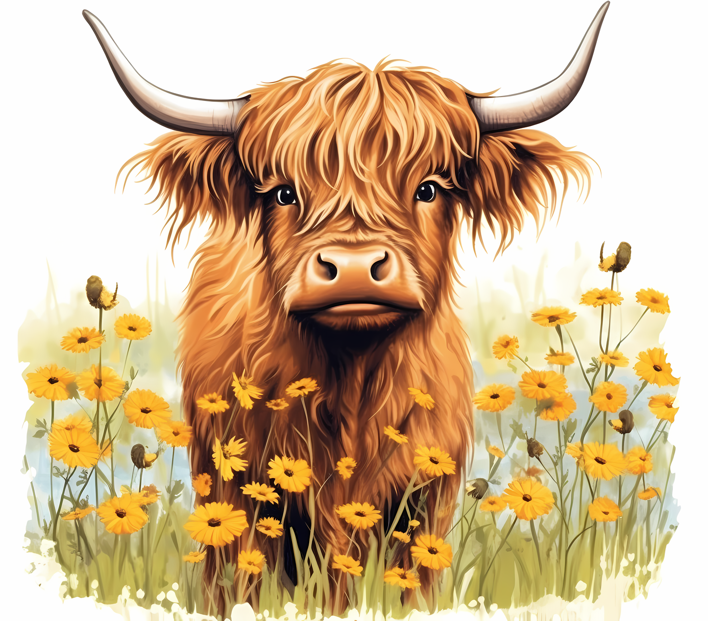 #43 Highland Cow Yellow Flowers Tumbler