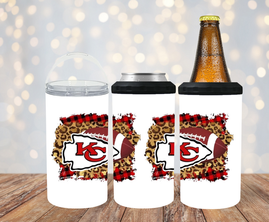 #465 Chiefs Cheeta and Buffalo Plaid Can Cooler