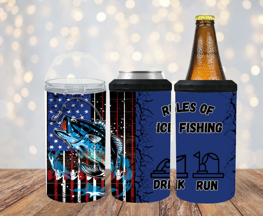 #462 Rules of Ice Fishing - Drink - Run Can Cooler