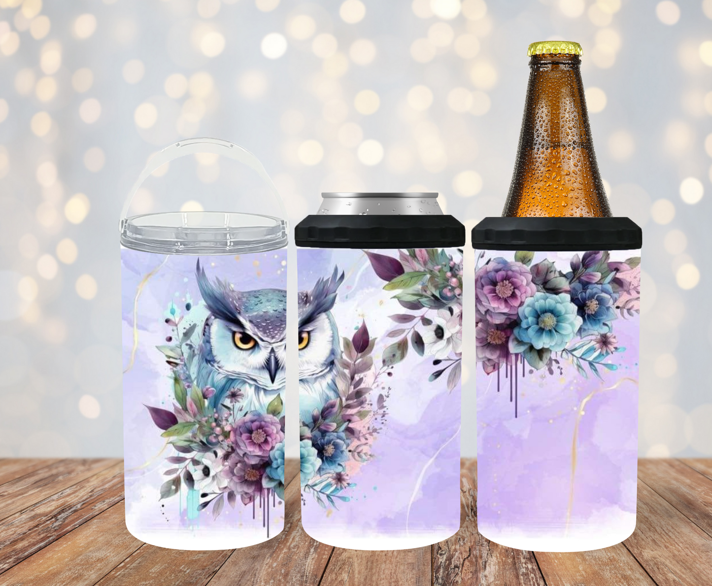 #484 Purple Owl Can Cooler