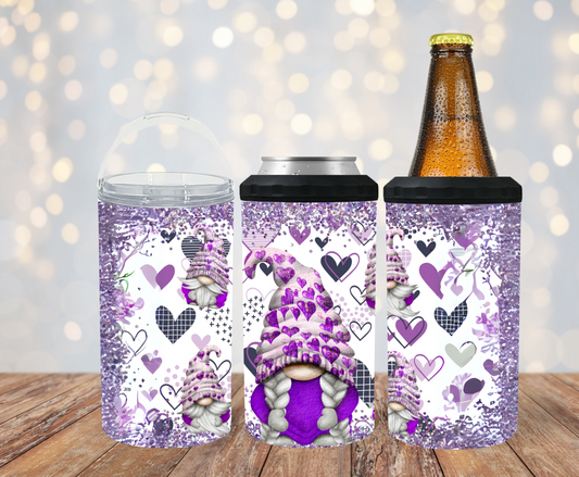 #486 Purple Heart Gnome Can Cooler