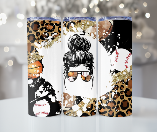 #493 Sports Mom Cheeta Print Tumbler