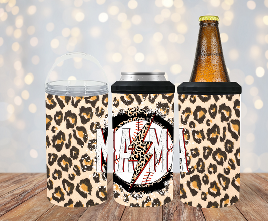 #497 MAMA Lightning Bolt Cheetah Print Can Cooler