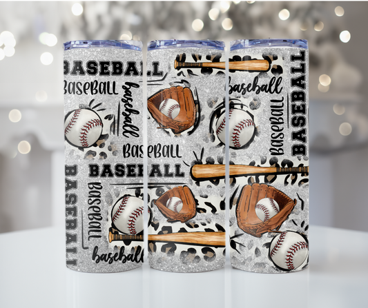 #4 Grey Baseball Tumbler