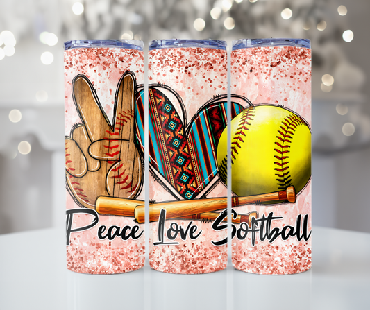 #507 Peace Love Baseball Tumbler