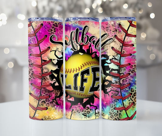 #508 Colorful Softball Life Tumbler