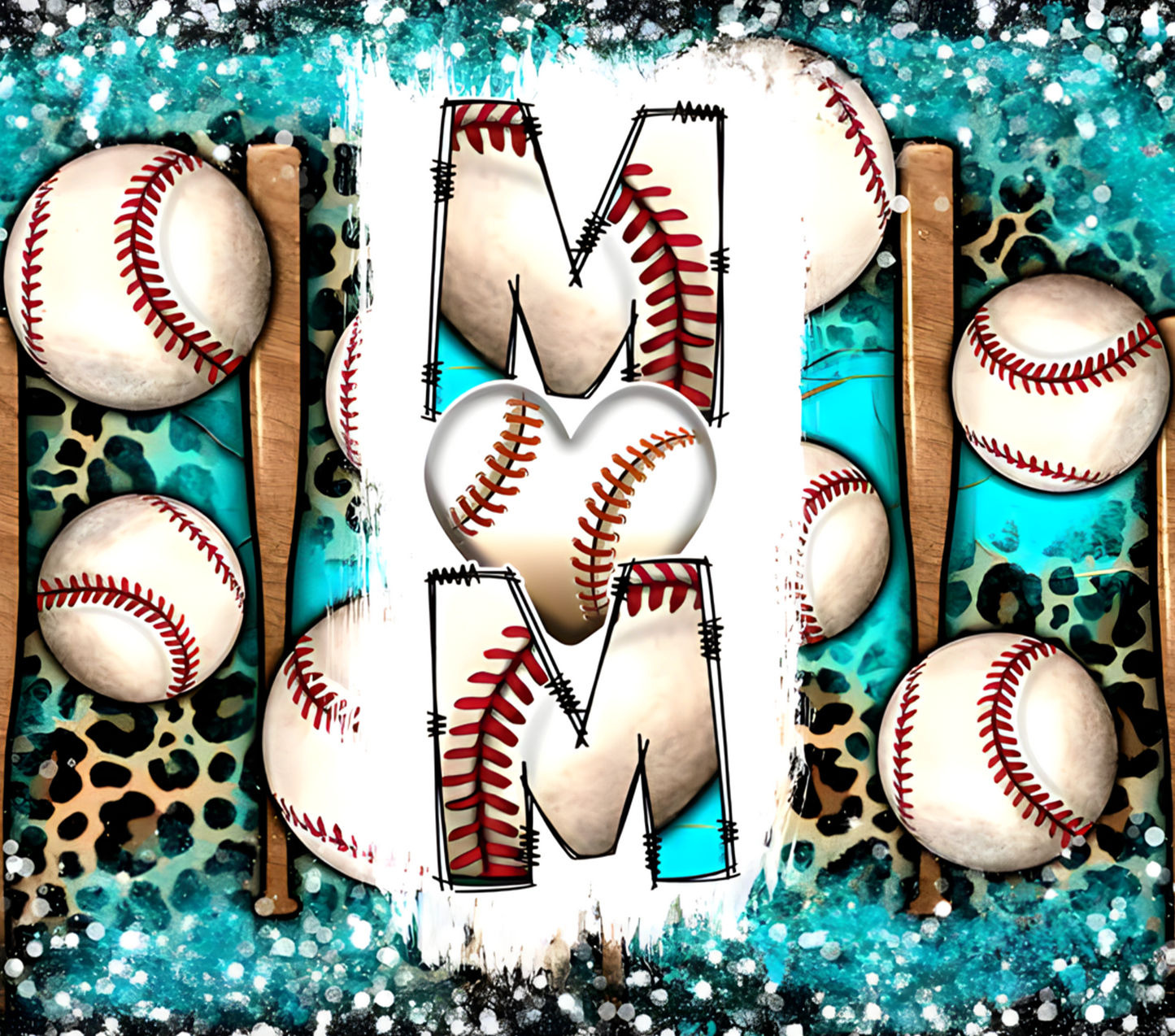 #509 Teal Baseball Mom Tumbler
