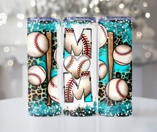 #509 Teal Baseball Mom Tumbler