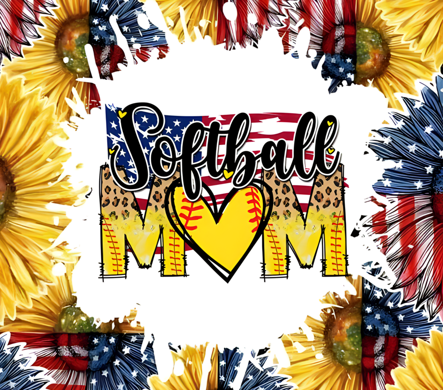 #513 Softball Mom American Sunflower Tumbler