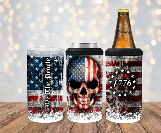 #520 1776 We The People Skull Can Cooler