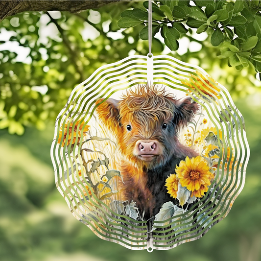 #525 Highland Cow Wind Spinner - 8 inch