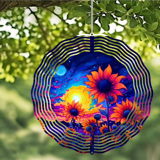 #538 Moonlight Sunflower Wind Spinner- 10 Inch