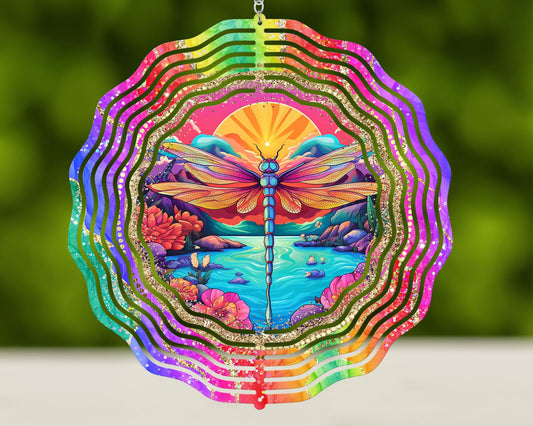 #530 Colorful Dragonfly Wind Spinner- 10 inch