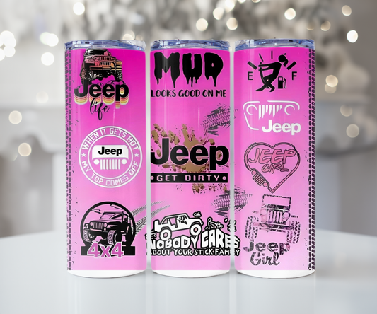 #545 Pink Jeep Get Dirty Tumbler