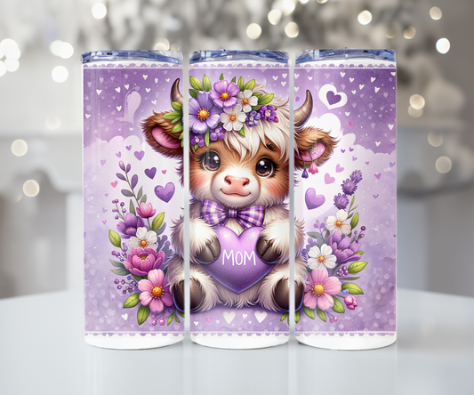 #547 Lilac Highland Cow Mom Tumbler