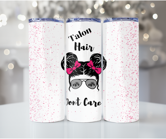 #55 Talon Hair Messy Bun Pink Tumbler