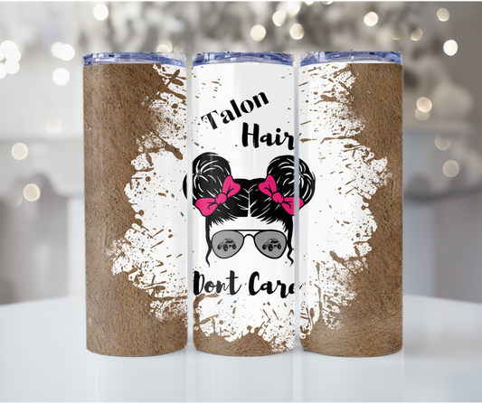 #56 Talon Hair Messy Bun Pink Mud Tumbler
