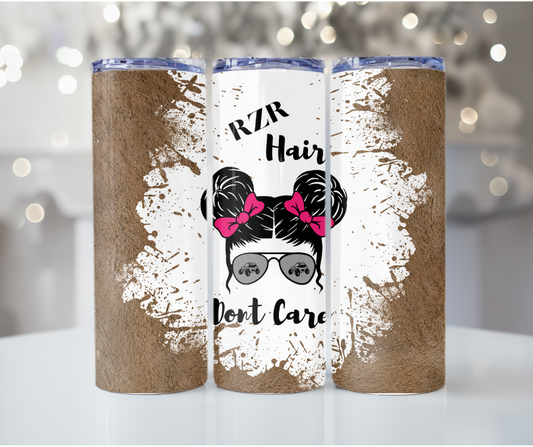 #58 RZR Hair Messy Bun Pink Mud Tumbler