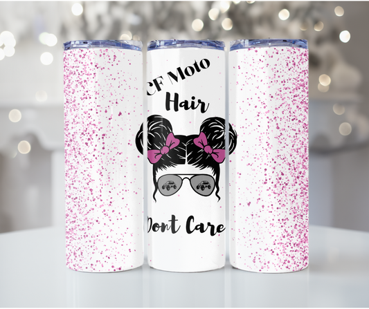 #59 CF Moto Hair Messy Bun Purple Tumbler