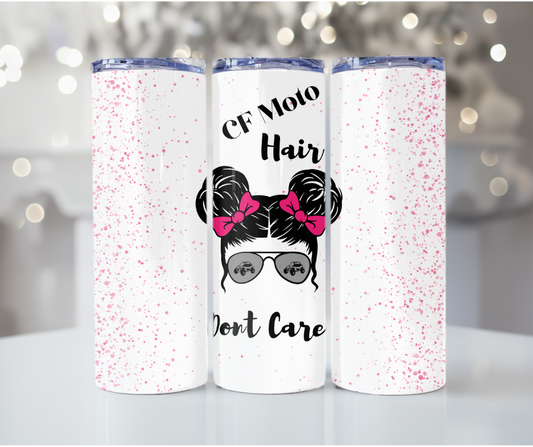 #60 CF Moto Hair Messy Bun Pink Tumbler