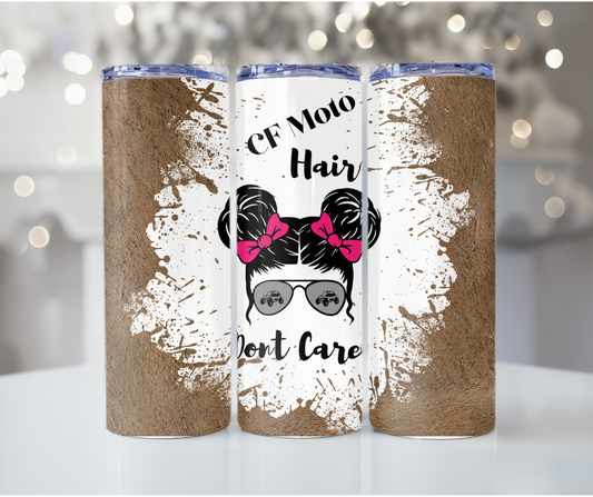 #61 CF Moto Hair Messy Bun Pink Mud Tumbler