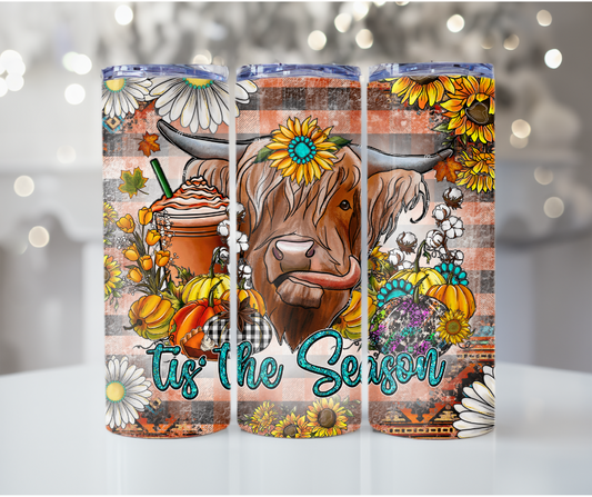 #71 Tis the Season Fall Cow Tumbler