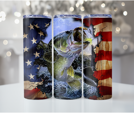 #83 American Flag Bass Tumbler